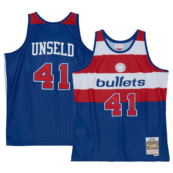 Men's Washington Bullets #41 Wes Unseld Blue Washington Bullets Hardwood Classics 1996-97 Swingman Jersey