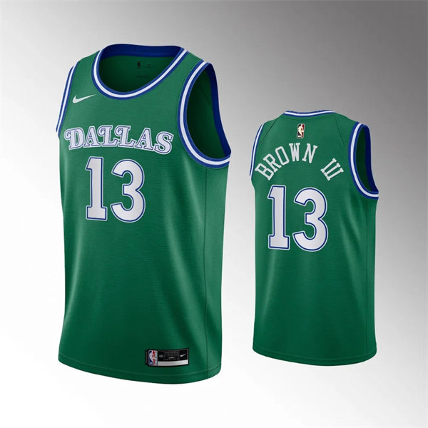 Mens Dallas Mavericks #13 Greg Brown III Nike Green Classic Edition Jersey