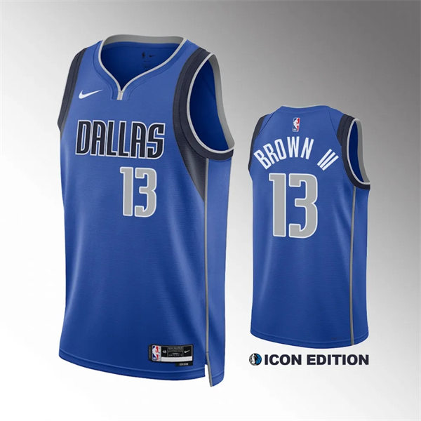 Mens Dallas Mavericks #13 Greg Brown III Nike Blue Icon Edition Swingman Jersey