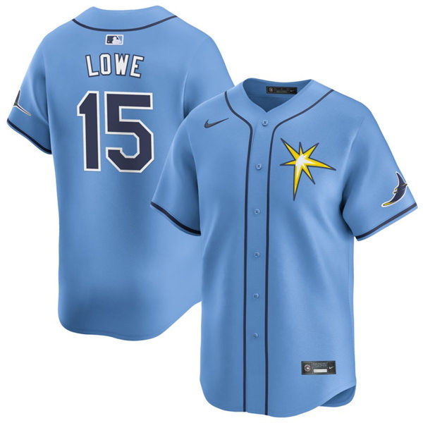 Mens Tampa Bay Rays #15 Josh Lowe Light Blue With Star Alternate Limited Jersey