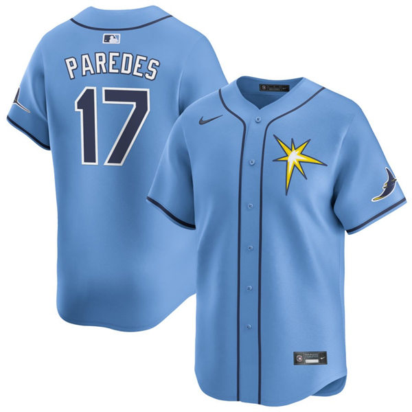 Mens Tampa Bay Rays #17 Isaac Paredes Light Blue With Star Alternate Limited Jersey