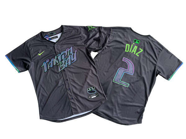 Men's Tampa Bay Rays #2 Yandy Diaz 2024 City Connect Limited Jersey-Charcoal