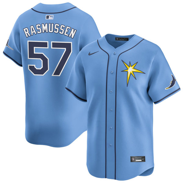 Mens Tampa Bay Rays #57 Drew Rasmussen Light Blue With Star Alternate Limited Jersey