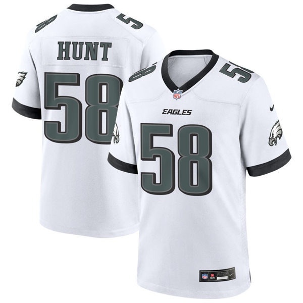 Mens Philadelphia Eagles #58 Jalyx Hunt Nike White Vapor Limited Player Jersey
