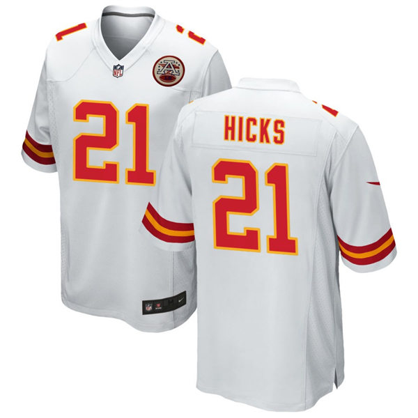 Mens Kansas City Chiefs #21 Jaden Hicks Nike White Vapor Untouchable Limited Jersey