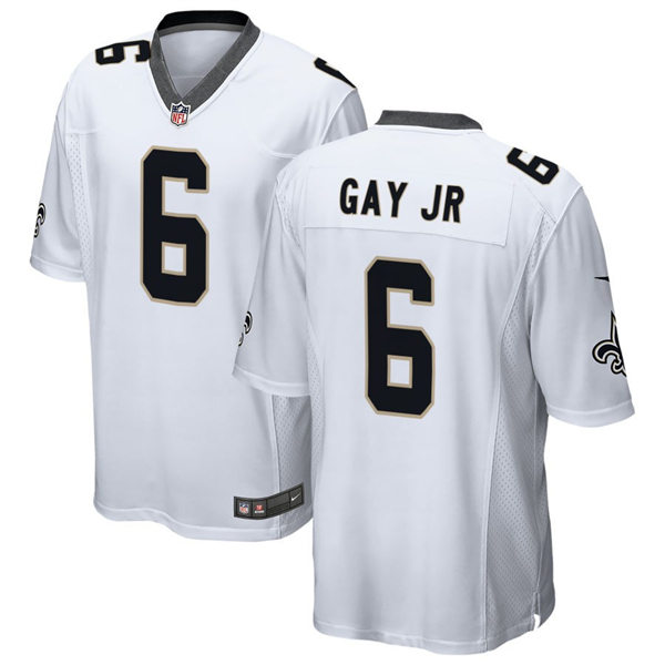 Mens New Orleans Saints #6 Willie Gay Jr.  Nike White Vapor Untouchable Limited Jersey