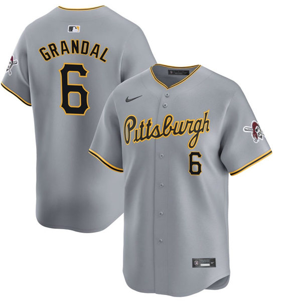 Mens Pittsburgh Pirates #6 Yasmani Grandal Nike Gray Road Limited Player Jersey