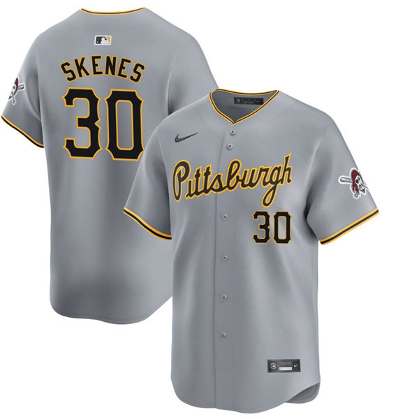 Mens Pittsburgh Pirates #30 Paul Skenes Nike Gray Road Limited Player Jersey