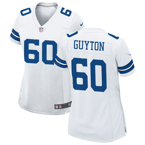Womens Dallas Cowboys #60 Tyler Guyton White Limited Jersey