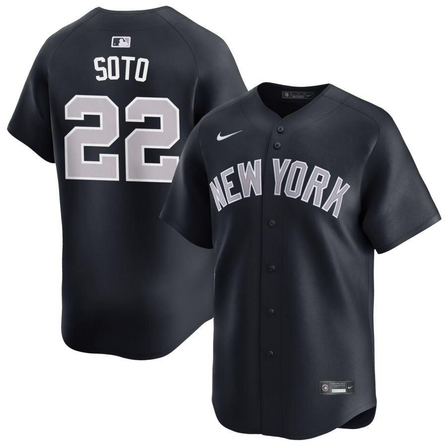 Mens New York Yankees #22 Juan Soto Nike Navy Alternate 2nd with Name New York Limited Jersey