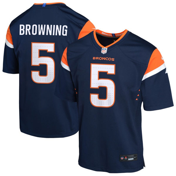 Youth Denver Broncos #5 Baron Browning Nike Navy Alternate Limited Jersey