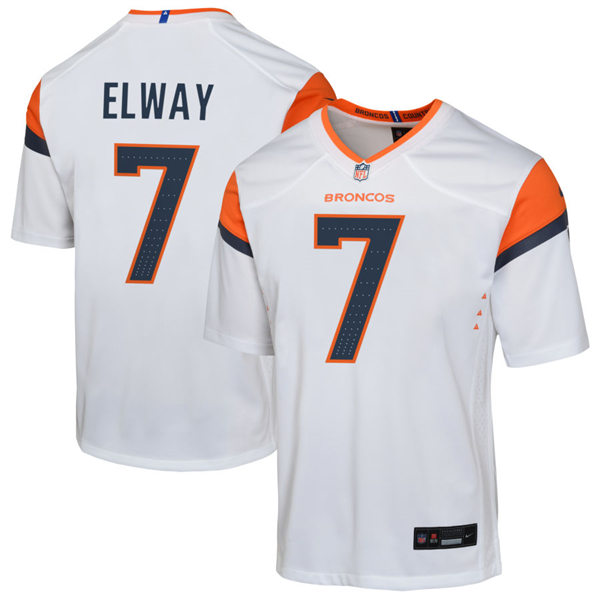 Youth Denver Broncos Retired Player #7 John Elway Nike White Limited Jersey