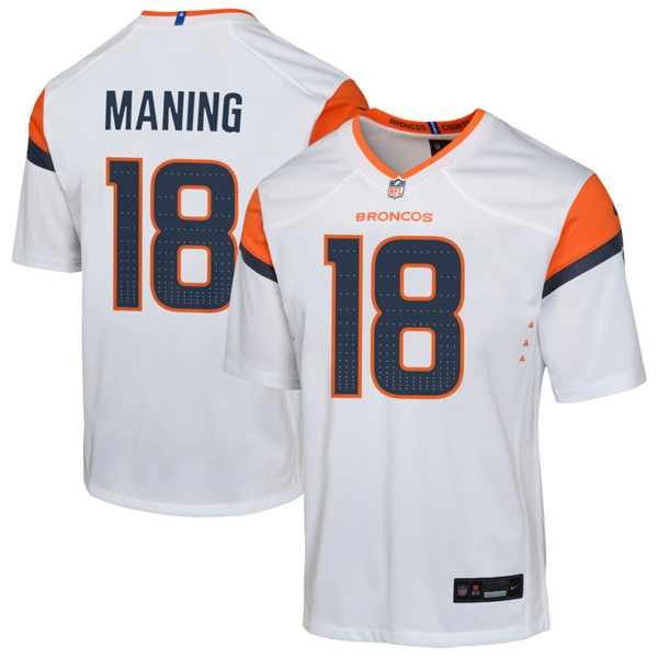 Youth Denver Broncos Retired Player #18 Peyton Manning Nike White Limited Jersey