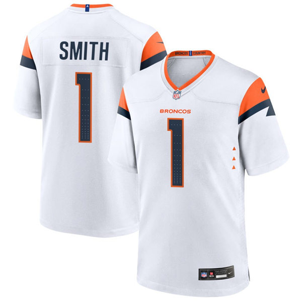 Mens Denver Broncos #1 Tremon Smith Nike White Vapor F.U.S.E. Limited Jersey