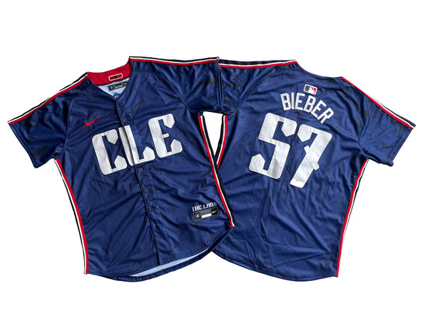 Mens Cleveland Guardians #57 Shane Bieber Nike 2024 City Connect Limited Jersey - Navy