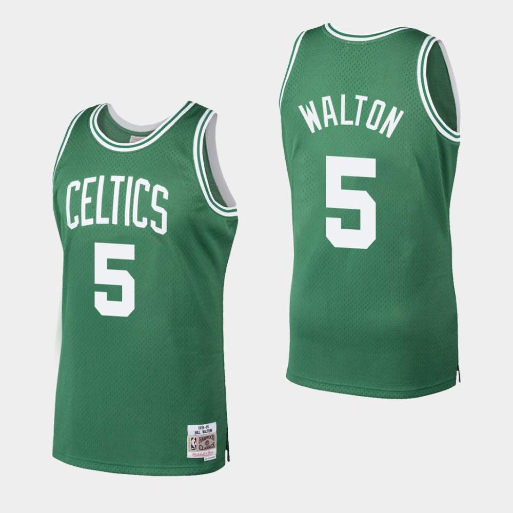 Men's Youth Boston Celtics #5 Bill Walton Kelly Green 1985-86 Throwback Mitchell & Ness Jersey