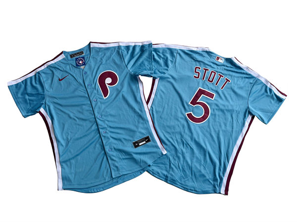Mens Philadelphia Phillies #5 Bryson Stott Nike Light Blue Alternate Limited Player Jersey