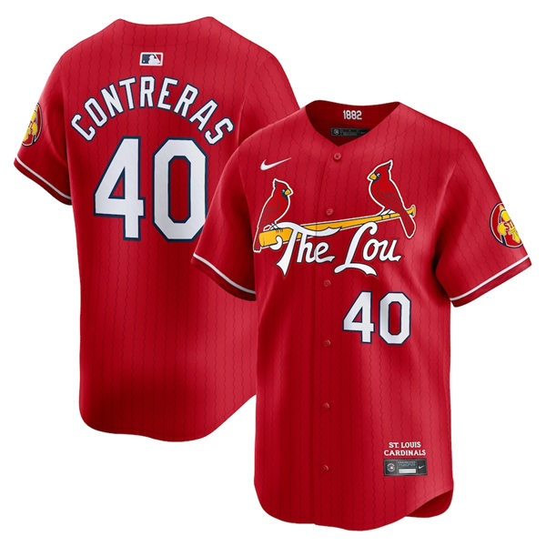 Mens St. Louis Cardinals #40 Willson Contreras Red 2024 City Connect Limited Jersey