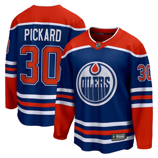 Men's Edmonton Oilers #30 Calvin Pickard  adidas Royal Alternate Jersey