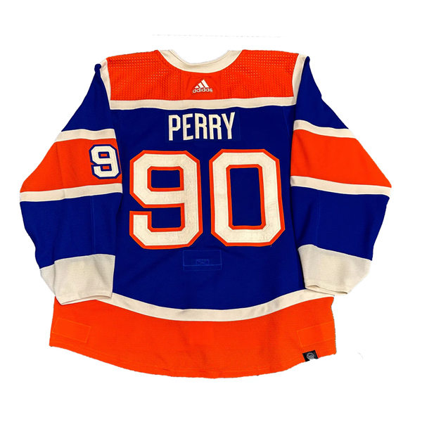 Men's Edmonton Oilers #90 Corey Perry 2023 NHL Heritage Classic Premier Player Jersey Royal