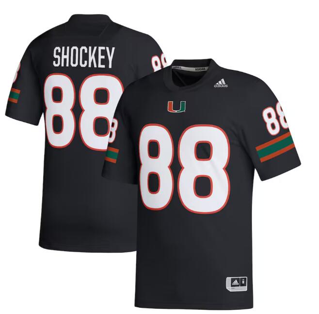 Mens Youth Miami Hurricanes #88 Jeremy Shockey Adidas Black College football Game Jersey