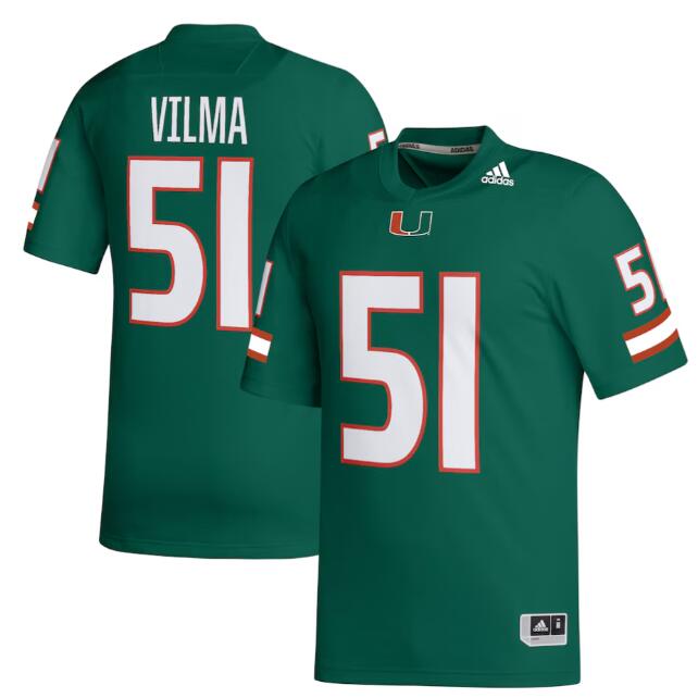 Mens Youth Miami Hurricanes #51 Jonathan Vilma Adidas Green College football Game Jersey