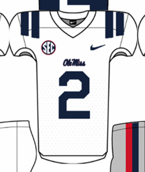 Men's Youth Ole Miss Rebels Custom Nike 2024 White Navy College Football Game Jersey