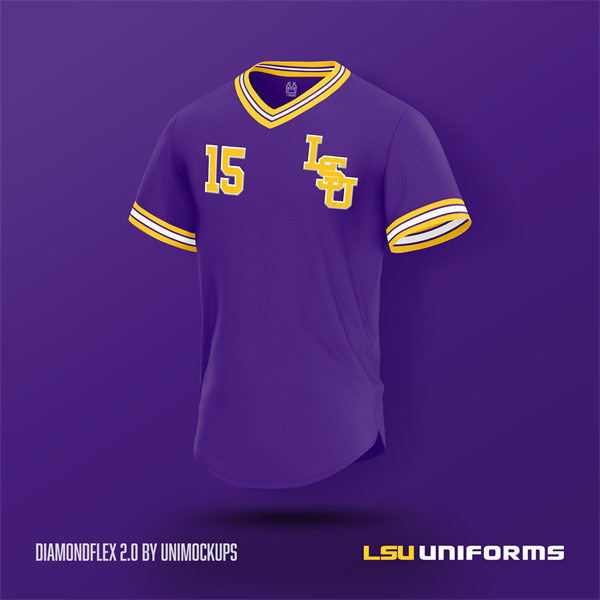 Mens Youth LSU Tigers Custom Purple Pullover Baseball Retro Jersey