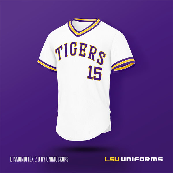 Mens Youth LSU Tigers Custom White Pullover Baseball Retro Jersey