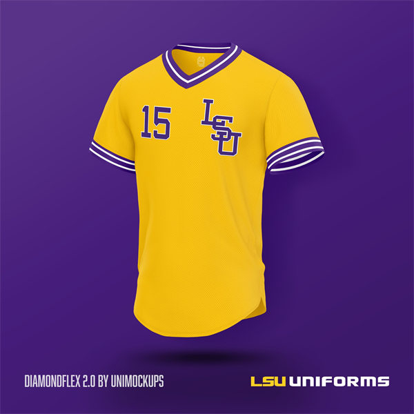 Mens Youth LSU Tigers Custom Gold Pullover Baseball Retro Jersey