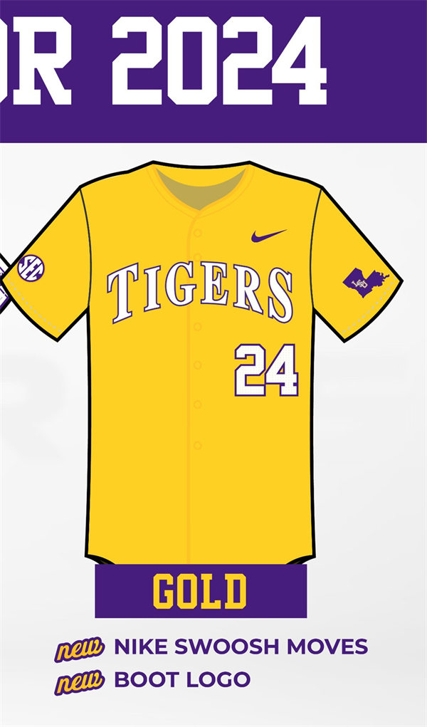 Mens Youth LSU Tigers Custom Nike 2024 Gold Full-Button Baseball Jersey