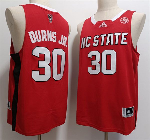Mens NC State Wolfpack #30 D.J. Burns Jr. Adidas 2023 Red Basketball Game Jersey