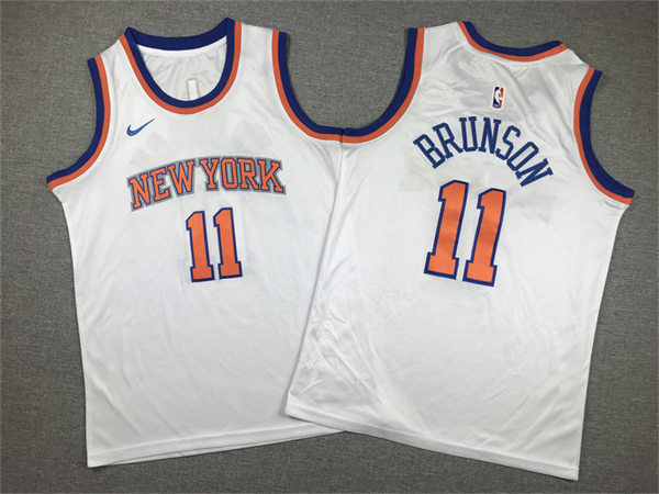 Youth New York Knicks #11 Jalen Brunson Nike White Association Edition Jersey