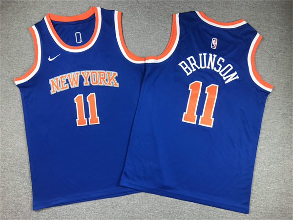 Youth New York Knicks #11 Jalen Brunson Royal Icon Edition Swingman Jersey 