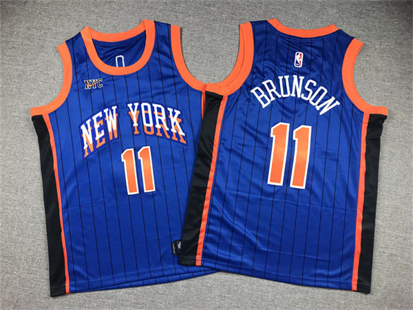 Youth New York Knicks #11 Jalen Brunson Royal 2023-24 City Edition Jersey
