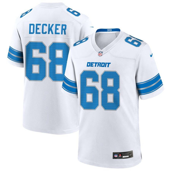 Mens Detroit Lions #68 Taylor Decker Nike 2024 White Vapor F.U.S.E. Limited Jersey (2)
