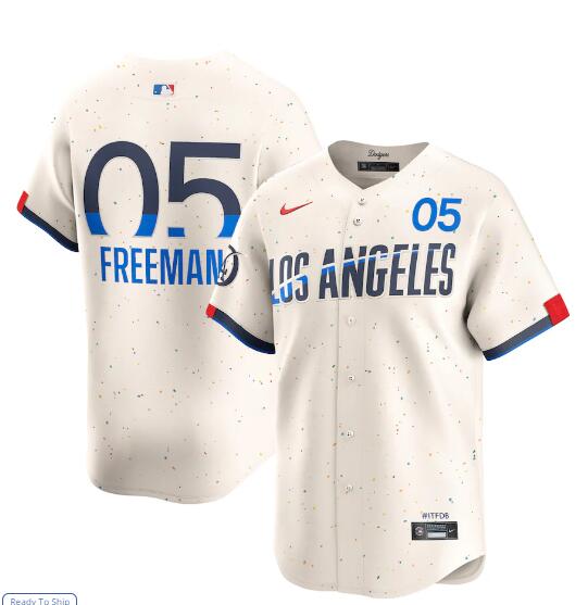 Mens Los Angeles Dodgers #5 Freddie Freeman 2024 City Connect Limited Player Jersey - Cream (10)
