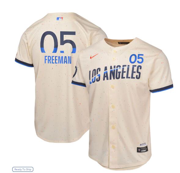 Youth Los Angeles Dodgers #5 Freddie Freeman 2024 City Connect Limited Player Jersey - Cream (6)
