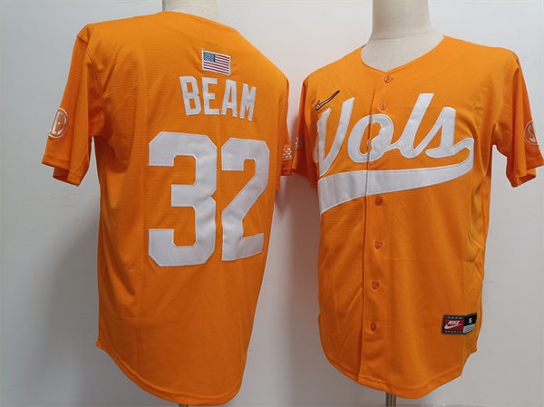 Men's Tennessee Volunteers #32 Drew Beam Nike Orange With Name Baseball Jersey (3)
