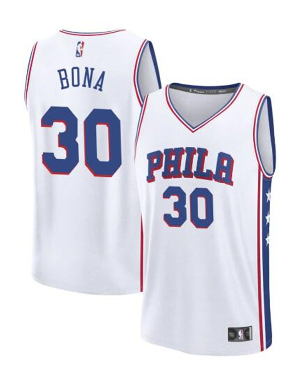Mens Philadelphia 76ers #30 Adem Bona White Association Edition Jersey