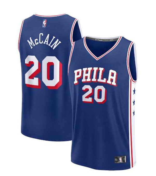 Mens Philadelphia 76ers #20 Jared McCain Blue Icon Edition Jersey