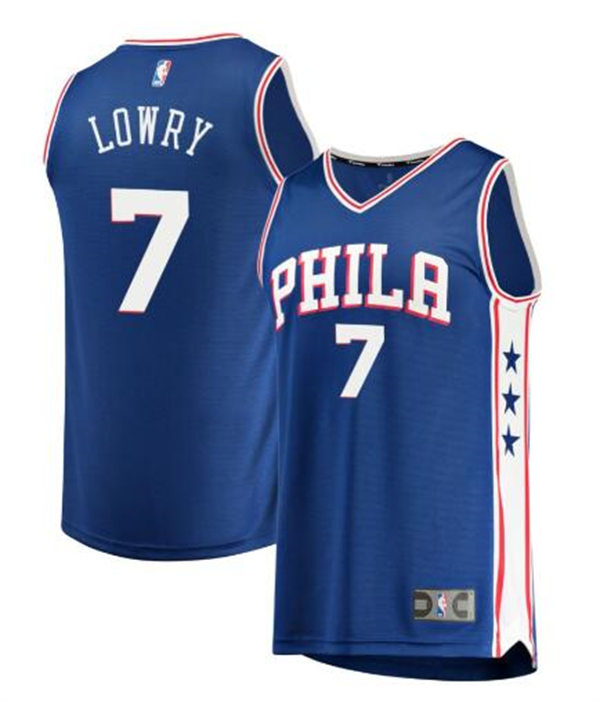 Mens Philadelphia 76ers #7 Kyle Lowry Blue Icon Edition Jersey  (2)