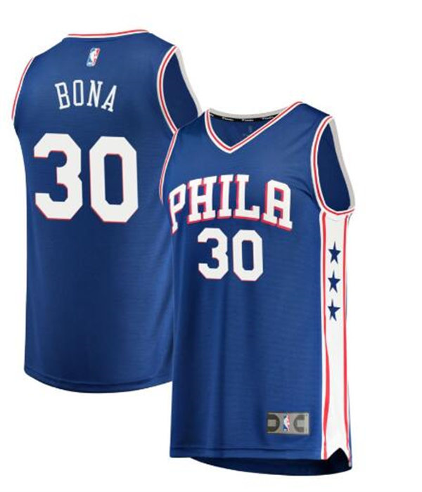 Mens Philadelphia 76ers #30 Adem Bona Blue Icon Edition Jersey (2)