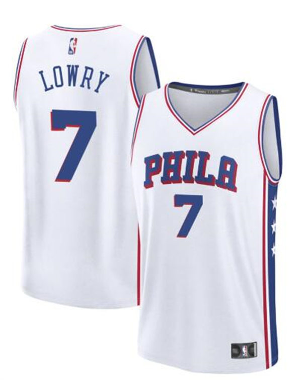 Mens Philadelphia 76ers #7 Kyle Lowry White Association Edition Jersey