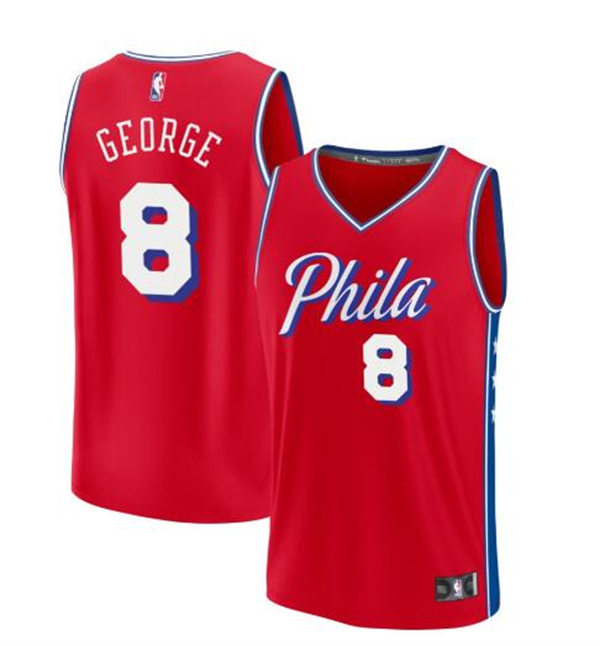 Mens Philadelphia 76ers #8 Paul George Red Statement Swingman Jersey