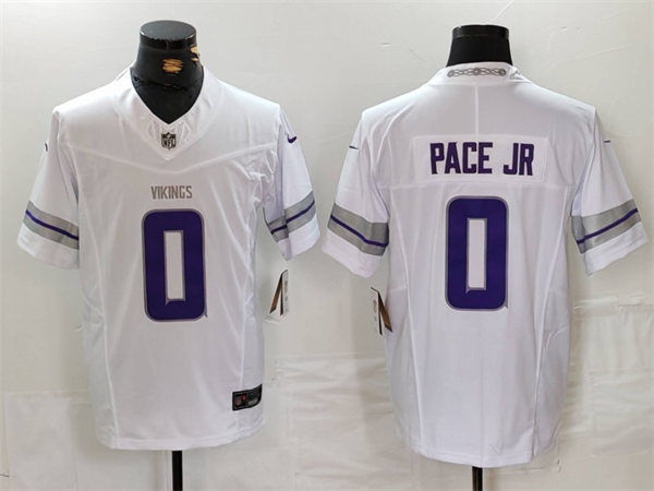 Men's Minnesota Vikings #0  Ivan Pace Jr. Nike White Alternate Vapor F.U.S.E. Winter Warrior Limited Jersey