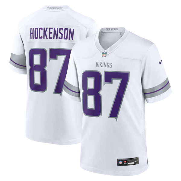 Men's Minnesota Vikings #87 T.J. Hockenson Nike White Alternate Vapor F.U.S.E. Winter Warrior Limited Jersey (5)