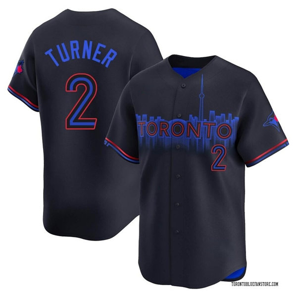 Mens Toronto Blue Jays #2 Justin Turner Nike 2024 City Connect Limited Player Jersey - Black