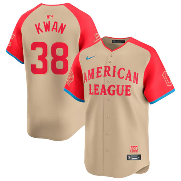 Mens Youth Cleveland Guardians #38 Steven Kwan Nike 2024 MLB All-Star Game Limited Player Jersey - Cream