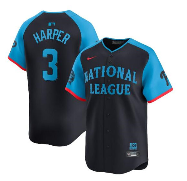 Mens Youth Philadelphia Phillies #3 Bryce Harper National League Nike 2024 MLB All-Star Game Limited Jersey - Navy